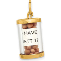 14K Yellow Gold 3D Mustard Seed Pendant with Matthew 17:20 Scroll