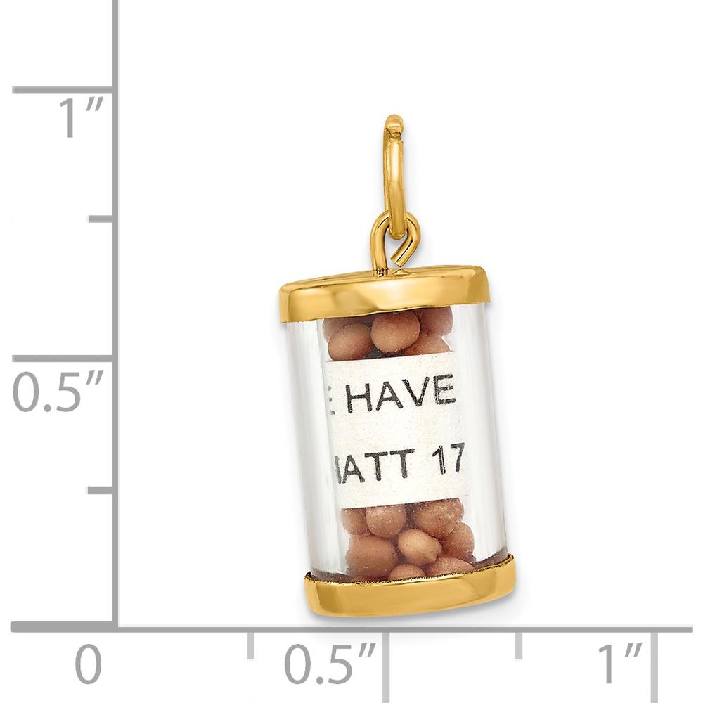 14K Yellow Gold 3D Mustard Seed Pendant with Matthew 17:20 Scroll