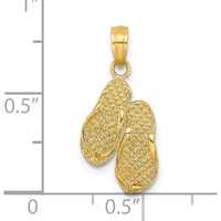 14K Yellow Gold 3D Myrtle Beach Flip-Flops Charm - Reversible Beach-Themed Pendant by Oro Pregiato
