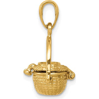 14K Yellow Gold 3D Nantucket Basket Pendant with Moveable Lid and Handle by Oro Pregiato