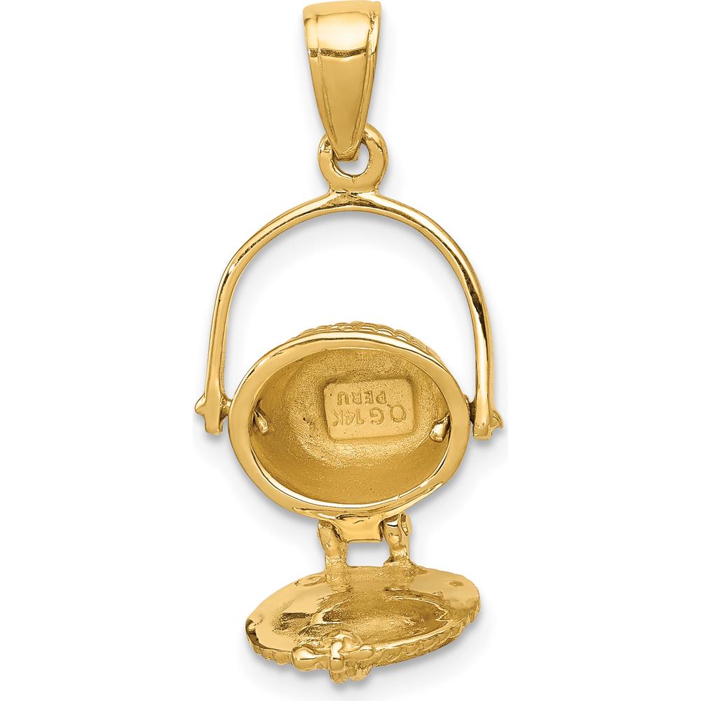 14K Yellow Gold 3D Nantucket Basket Pendant with Moveable Lid and Handle by Oro Pregiato