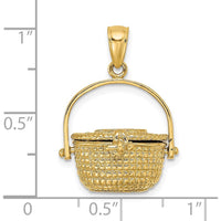 14K Yellow Gold 3D Nantucket Basket Pendant with Moveable Lid and Handle by Oro Pregiato
