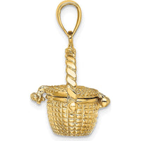 14K Yellow Gold 3D Nantucket Basket with Moveable Lid Charm by Oro Pregiato