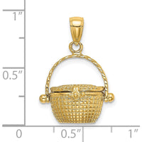 14K Yellow Gold 3D Nantucket Basket with Moveable Lid Charm by Oro Pregiato