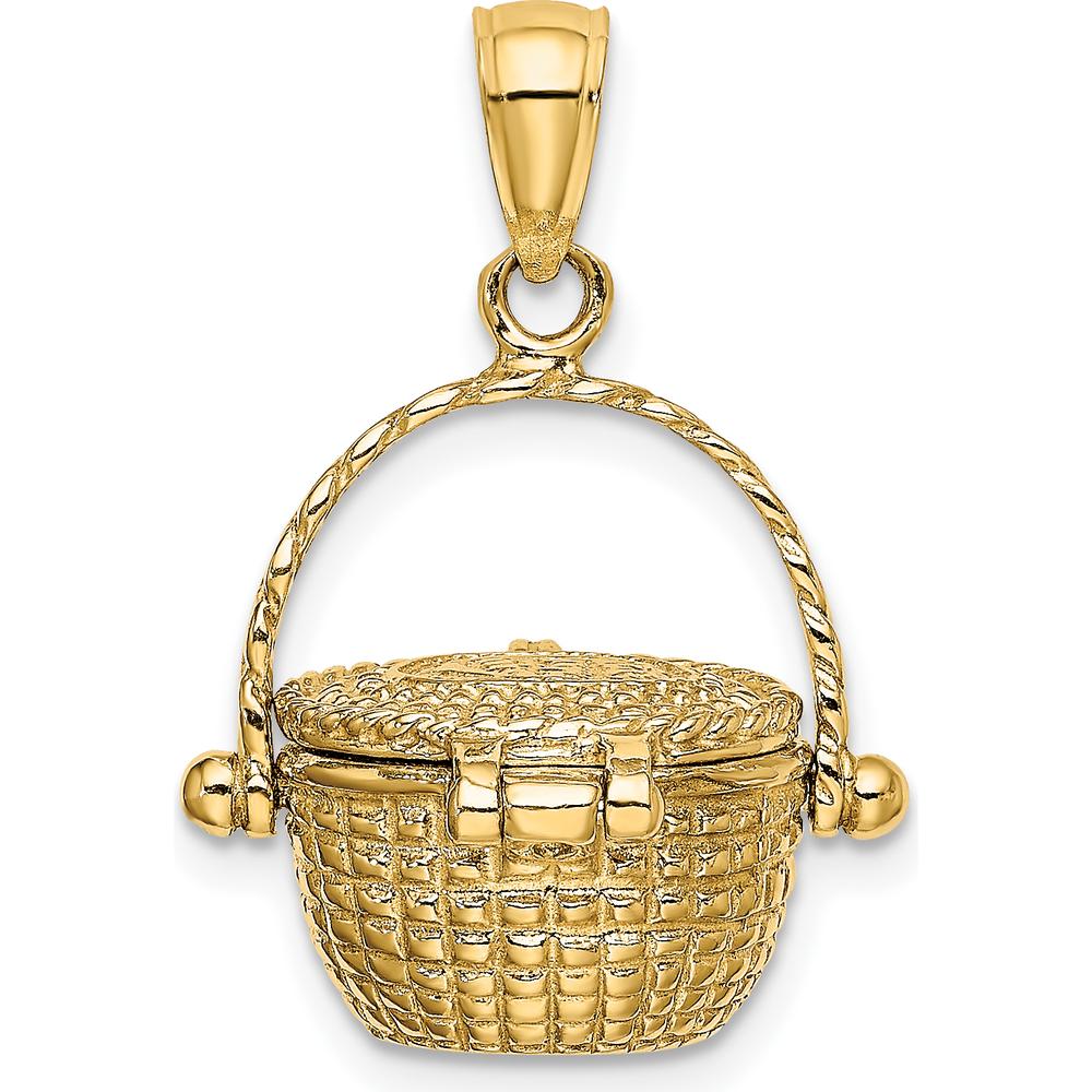 14K Yellow Gold 3D Nantucket Basket with Moveable Lid Charm by Oro Pregiato