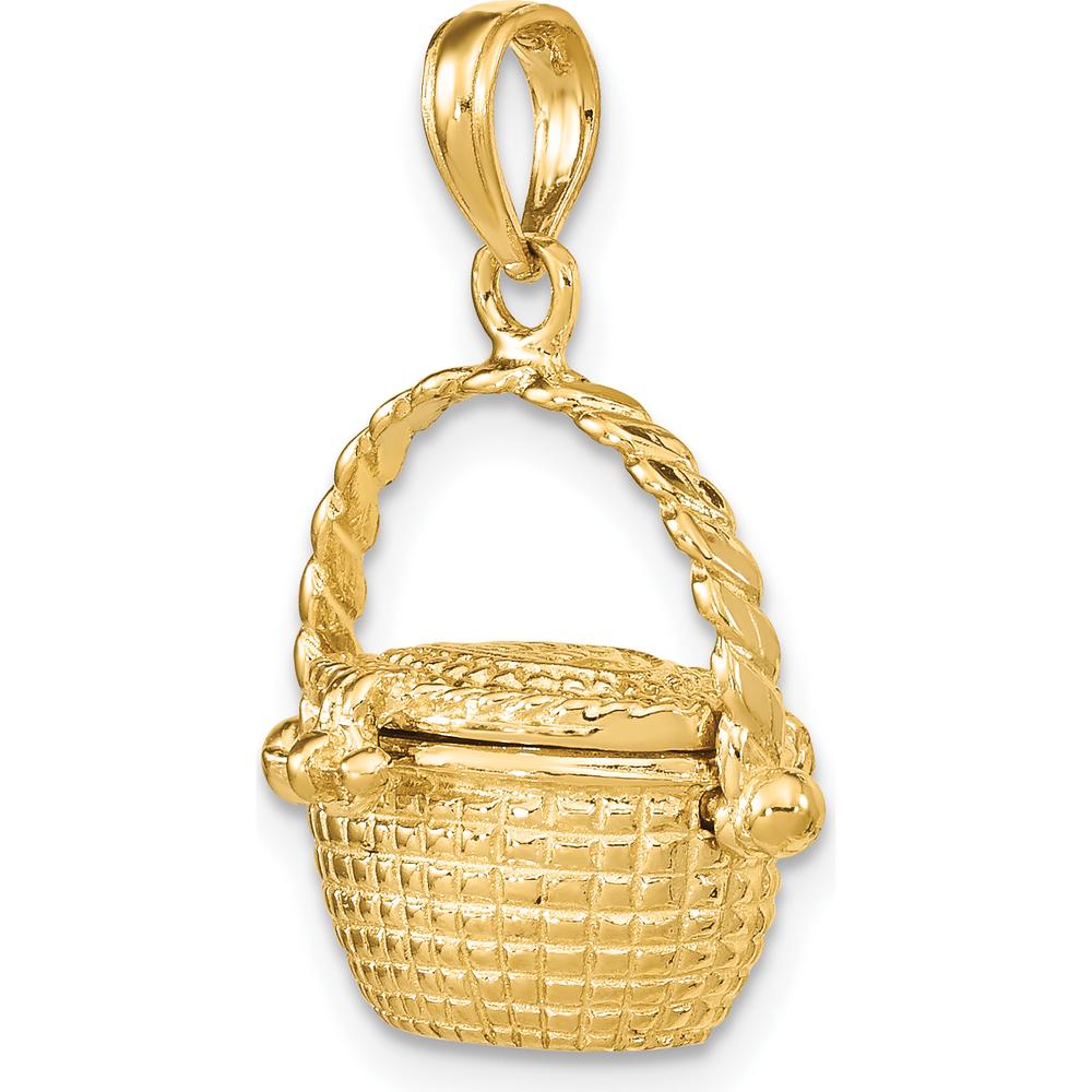 14K Yellow Gold 3D Nantucket Basket with Moveable Lid Charm by Oro Pregiato