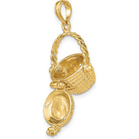 14K Yellow Gold 3D Nantucket Basket with Moveable Lid Charm by Oro Pregiato