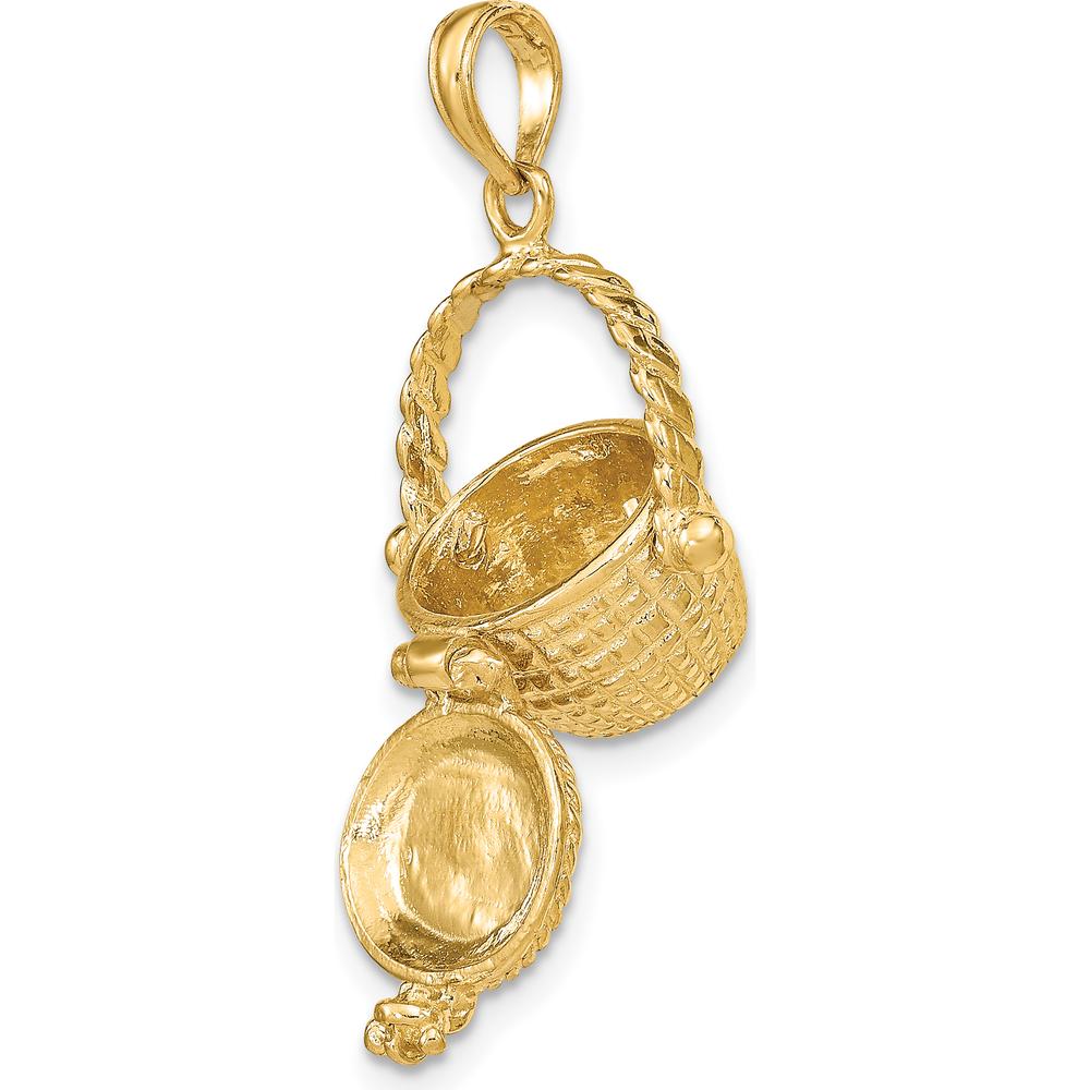 14K Yellow Gold 3D Nantucket Basket with Moveable Lid Charm by Oro Pregiato