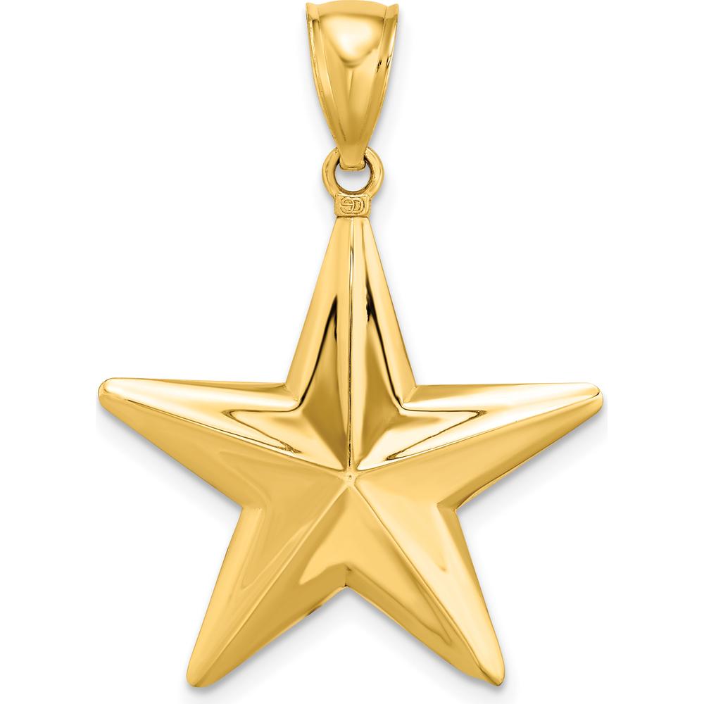 14K Yellow Gold 3D Nautical Star Pendant Charm - Polished Finish by Oro Pregiato
