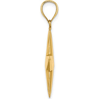 14K Yellow Gold 3D Nautical Star Pendant Charm - Polished Finish by Oro Pregiato