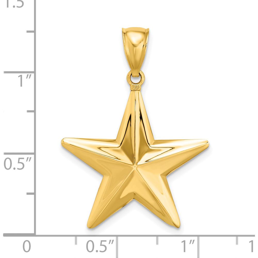 14K Yellow Gold 3D Nautical Star Pendant Charm - Polished Finish by Oro Pregiato