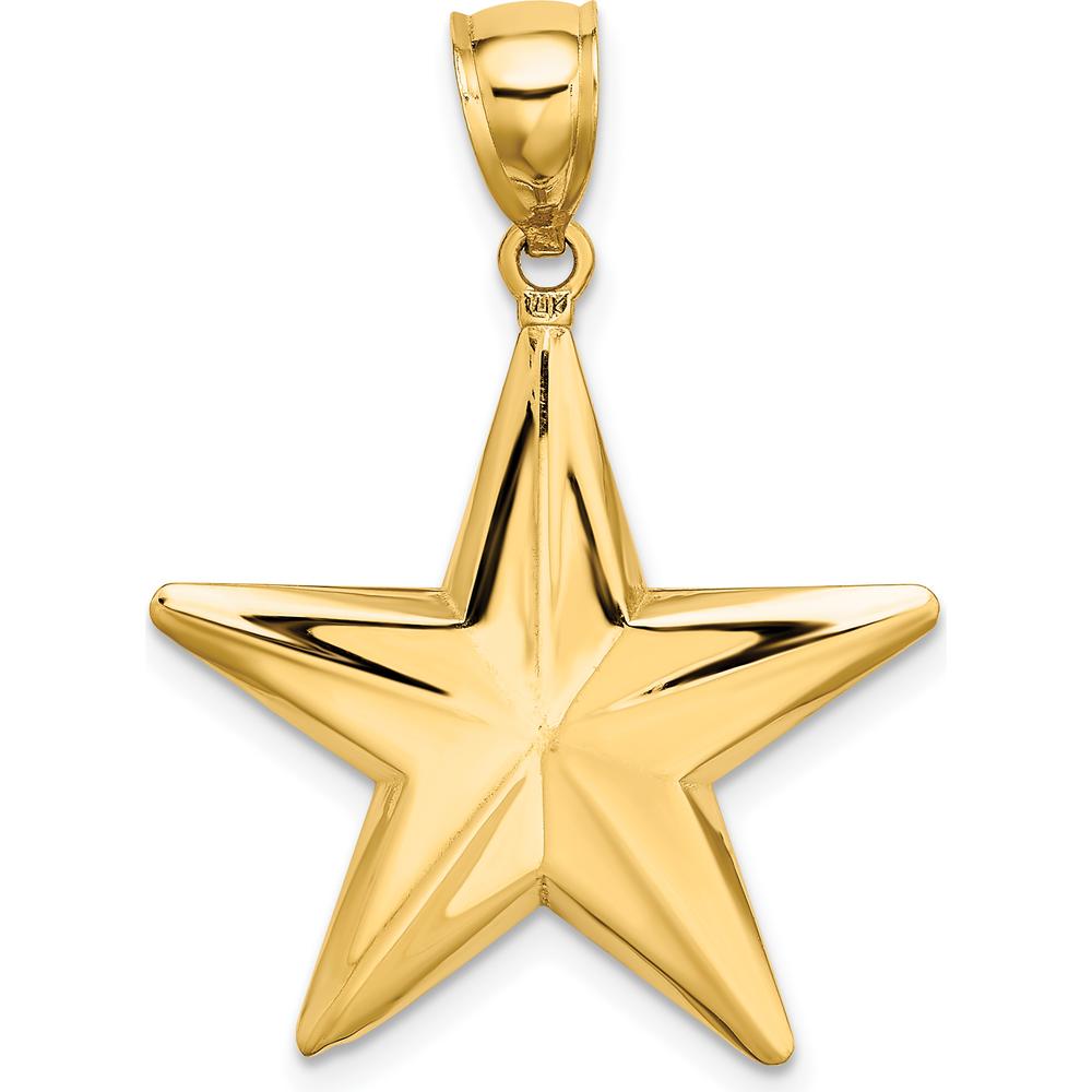 14K Yellow Gold 3D Nautical Star Pendant Charm - Polished Finish by Oro Pregiato