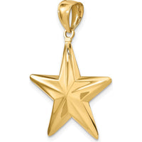 14K Yellow Gold 3D Nautical Star Pendant Charm - Polished Finish by Oro Pregiato
