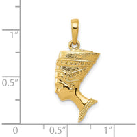 14K Yellow Gold 3D Nefertiti Queen Pendant - 28mm by Oro Pregiato
