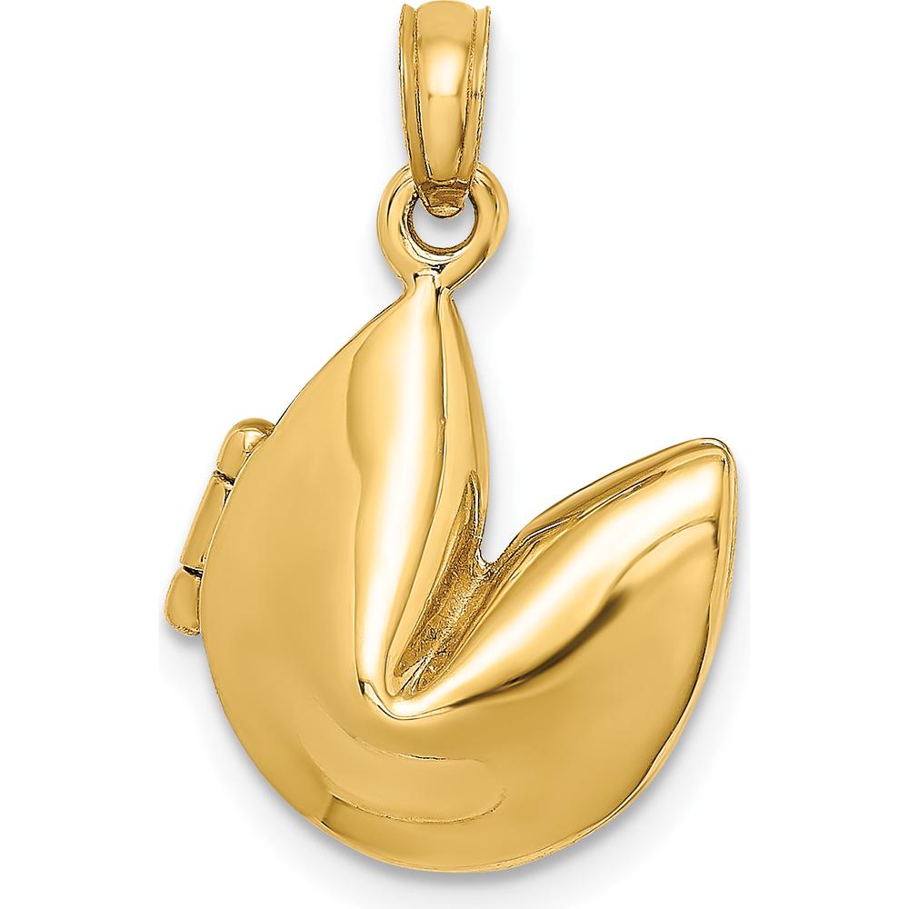 14K Yellow Gold 3D Open Fortune Cookie Charm - Polished Finish, Interactive Design by Oro Pregiato
