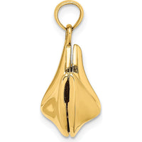 14K Yellow Gold 3D Open Fortune Cookie Charm - Polished Finish, Interactive Design by Oro Pregiato
