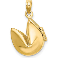 14K Yellow Gold 3D Open Fortune Cookie Charm - Polished Finish, Interactive Design by Oro Pregiato