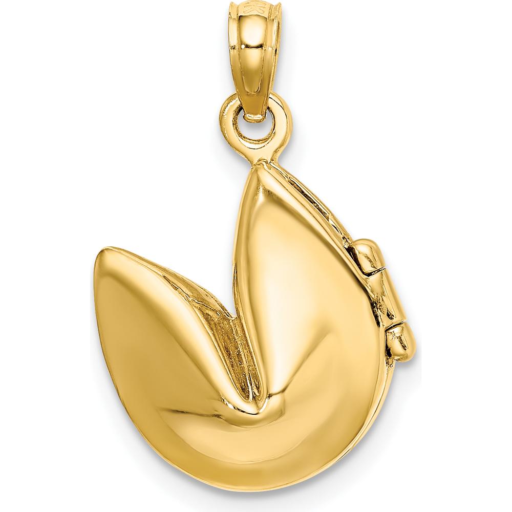 14K Yellow Gold 3D Open Fortune Cookie Charm - Polished Finish, Interactive Design by Oro Pregiato