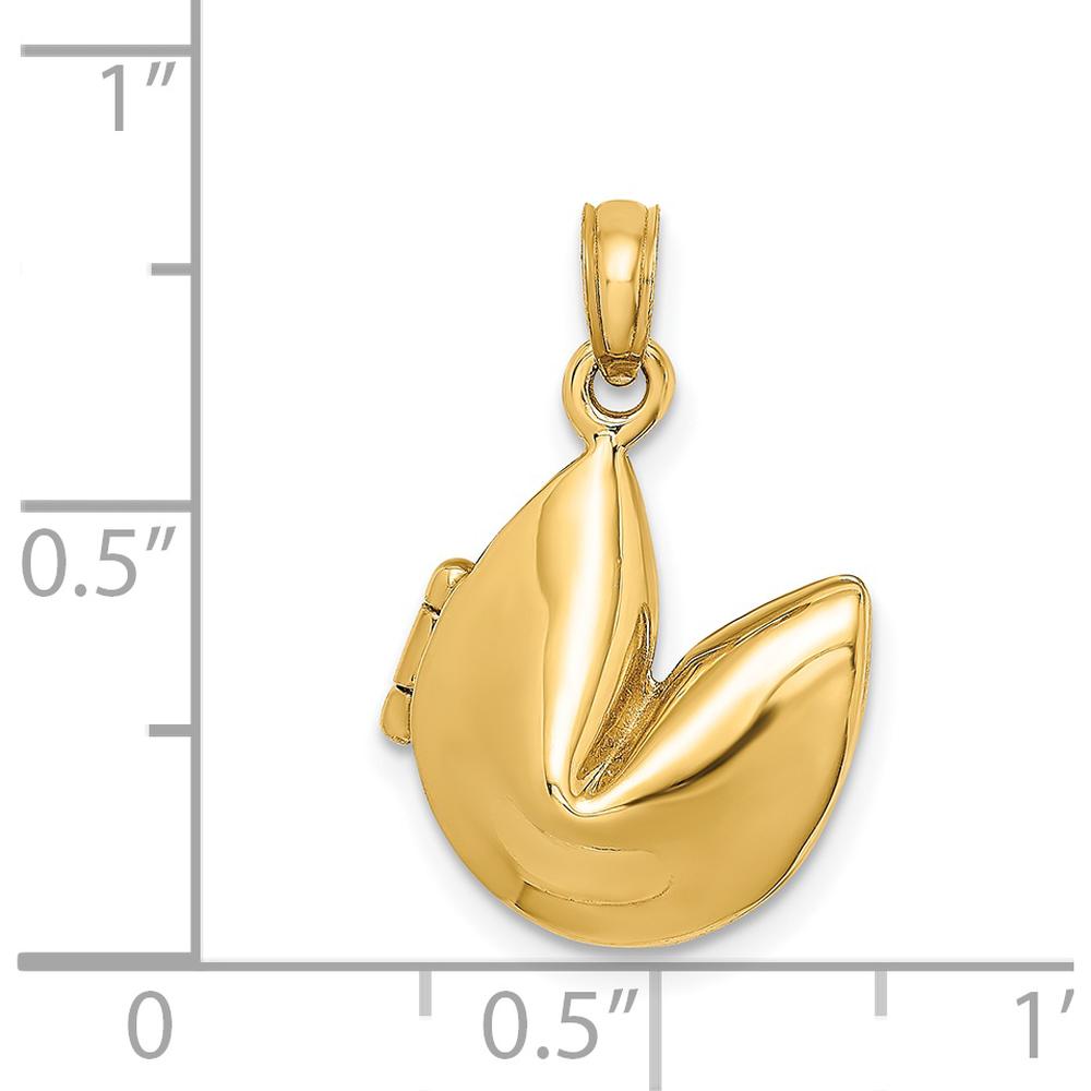 14K Yellow Gold 3D Open Fortune Cookie Charm - Polished Finish, Interactive Design by Oro Pregiato