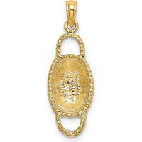 14K Yellow Gold 3D Oval Basket Charm Pendant with Dual Handles by Oro Pregiato