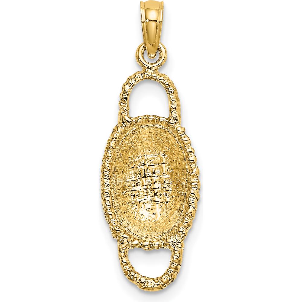 14K Yellow Gold 3D Oval Basket Charm Pendant with Dual Handles by Oro Pregiato