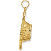 14K Yellow Gold 3D Oval Basket Charm Pendant with Dual Handles by Oro Pregiato
