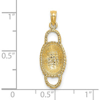14K Yellow Gold 3D Oval Basket Charm Pendant with Dual Handles by Oro Pregiato