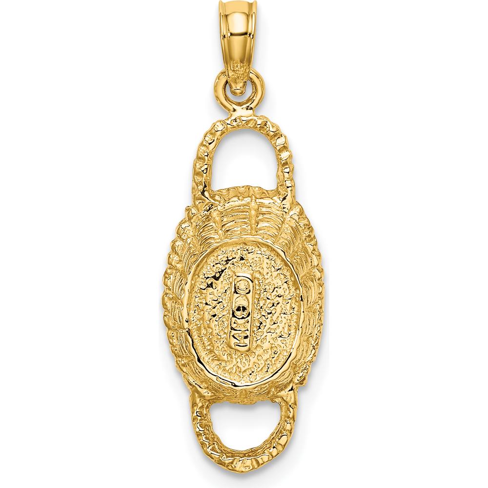 14K Yellow Gold 3D Oval Basket Charm Pendant with Dual Handles by Oro Pregiato