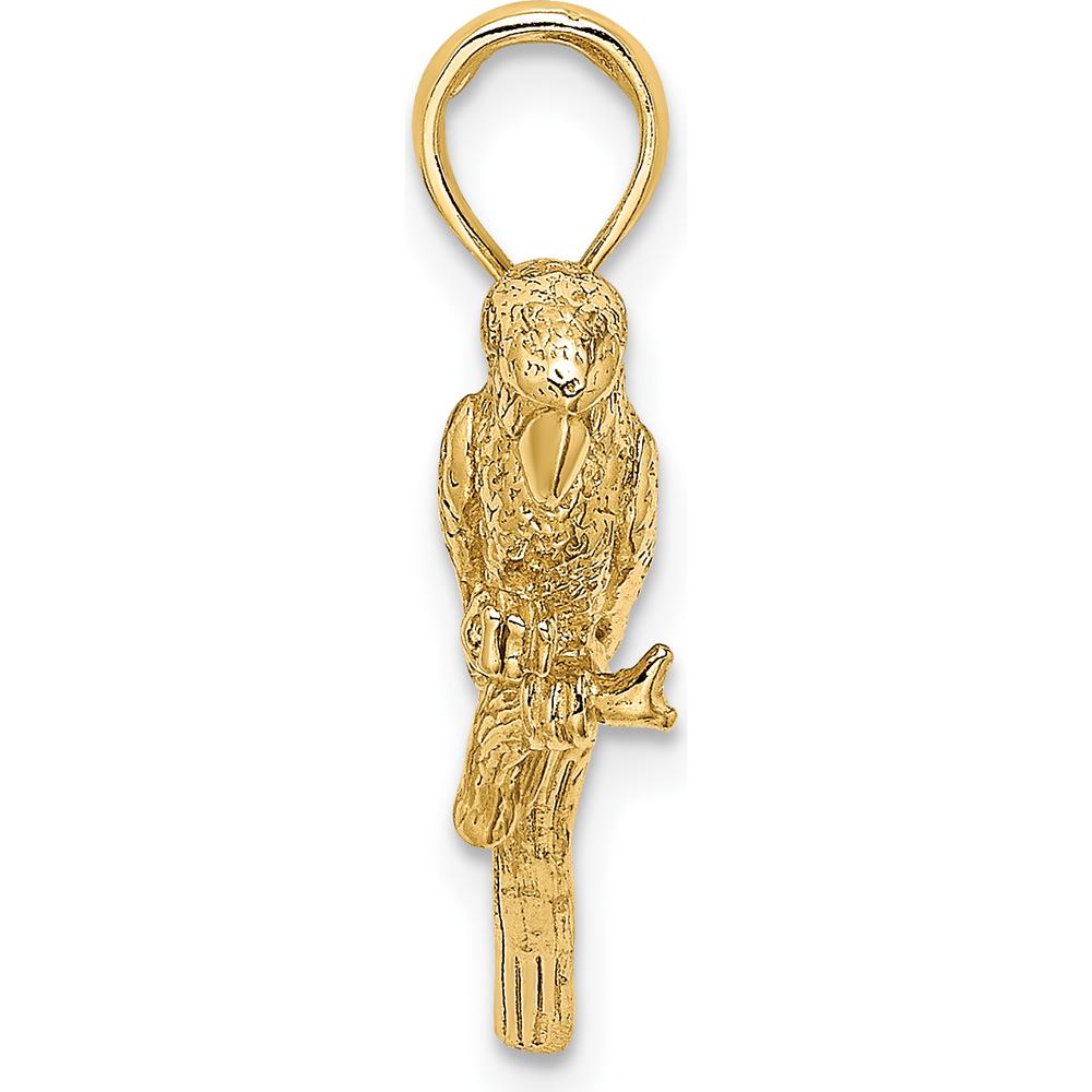14K Yellow Gold 3D Parrot Charm Pendant with Textured Finish by Oro Pregiato