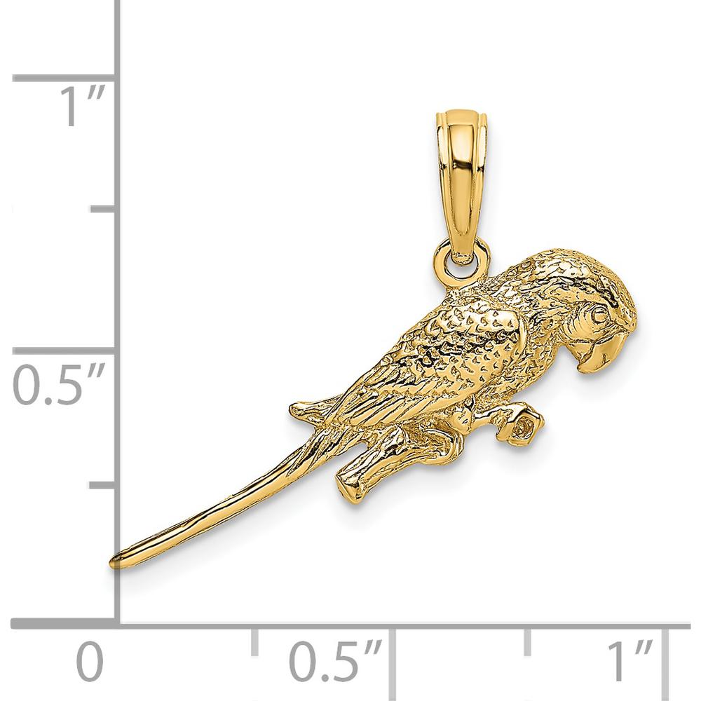 14K Yellow Gold 3D Parrot Charm Pendant with Textured Finish by Oro Pregiato
