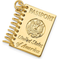 14K Yellow Gold 3D Passport Opens Charm - Travel Themed Pendant