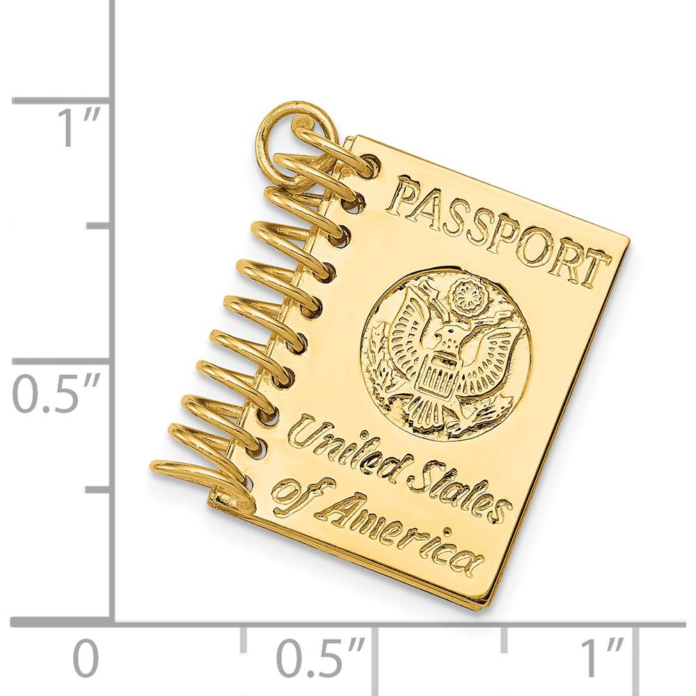 14K Yellow Gold 3D Passport Opens Charm - Travel Themed Pendant