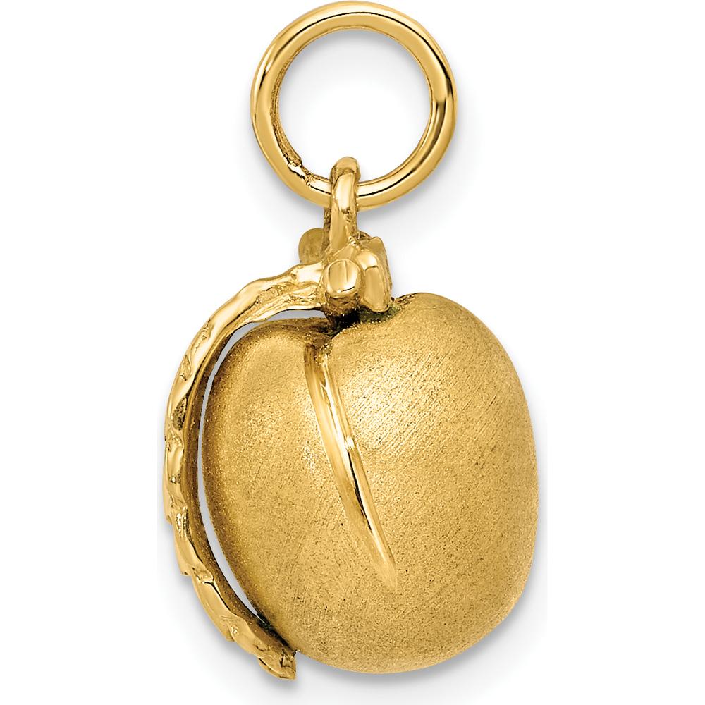 14K Yellow Gold 3D Peach Charm Pendant with Satin Finish