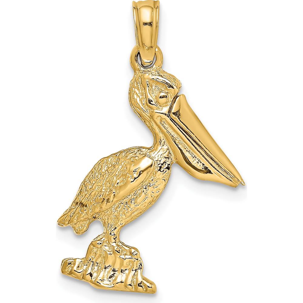 14K Yellow Gold 3D Pelican Pendant with Moveable Beak by Oro Pregiato