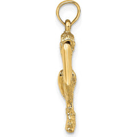 14K Yellow Gold 3D Pelican Pendant with Moveable Beak by Oro Pregiato