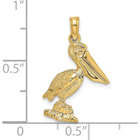 14K Yellow Gold 3D Pelican Pendant with Moveable Beak by Oro Pregiato