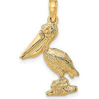 14K Yellow Gold 3D Pelican Pendant with Moveable Beak by Oro Pregiato