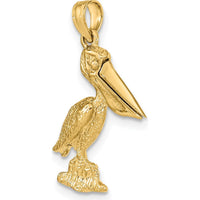 14K Yellow Gold 3D Pelican Pendant with Moveable Beak by Oro Pregiato