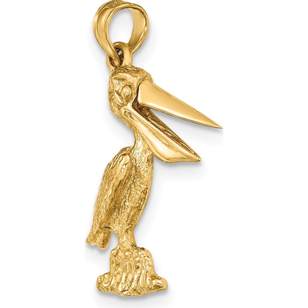 14K Yellow Gold 3D Pelican Pendant with Moveable Beak by Oro Pregiato