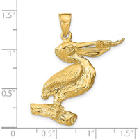 14K Yellow Gold 3D Pelican Pendant with Polished and Textured Detailing by Oro Pregiato