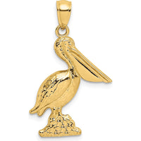14K Yellow Gold 3D Pelican Standing Charm - Nature-Inspired Fine Jewelry by Oro Pregiato