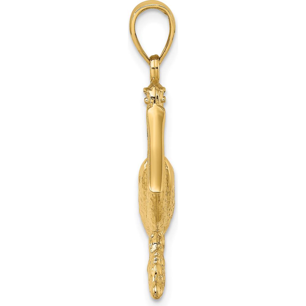 14K Yellow Gold 3D Pelican Standing Charm - Nature-Inspired Fine Jewelry by Oro Pregiato