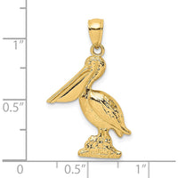 14K Yellow Gold 3D Pelican Standing Charm - Nature-Inspired Fine Jewelry by Oro Pregiato