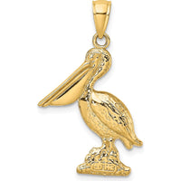 14K Yellow Gold 3D Pelican Standing Charm - Nature-Inspired Fine Jewelry by Oro Pregiato