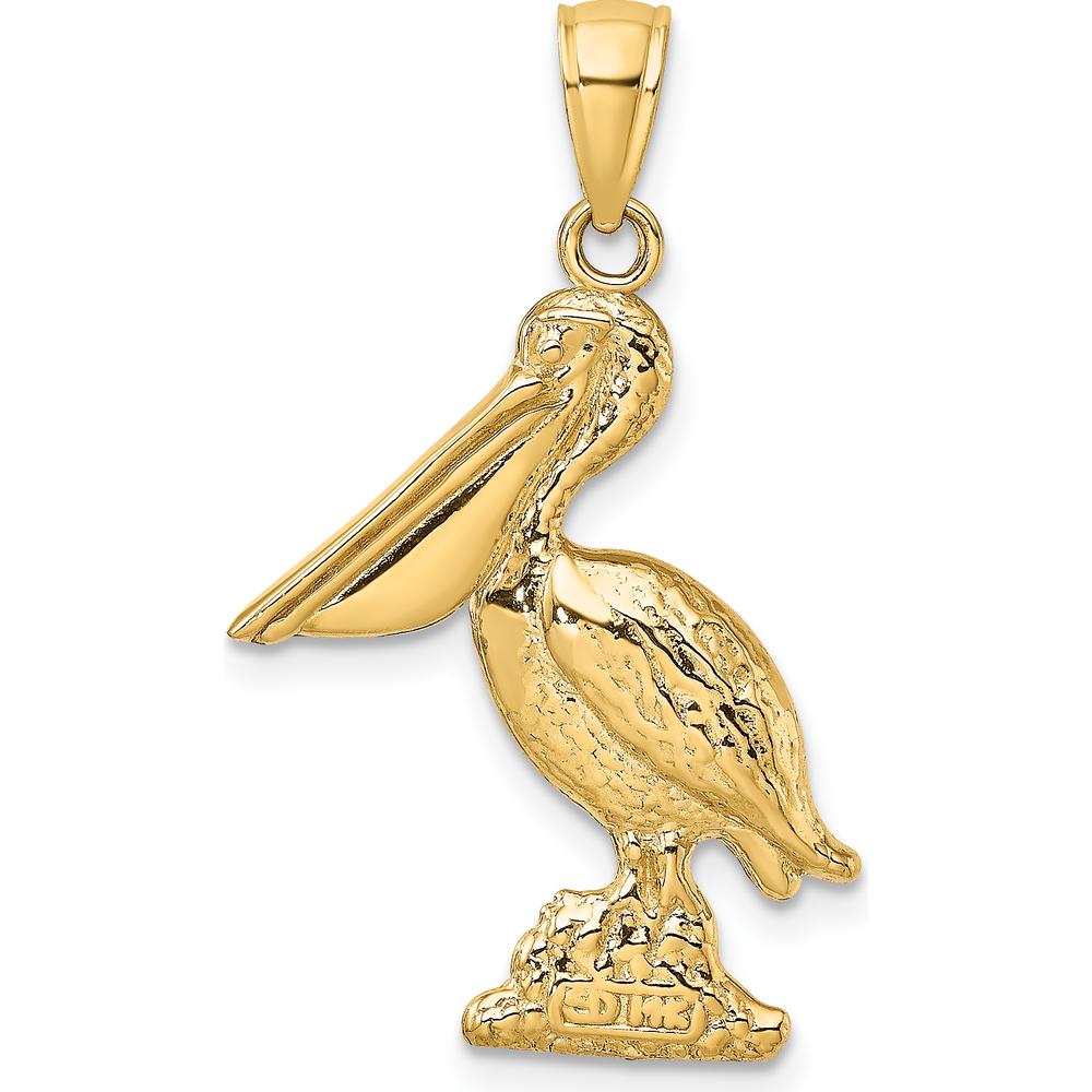14K Yellow Gold 3D Pelican Standing Charm - Nature-Inspired Fine Jewelry by Oro Pregiato