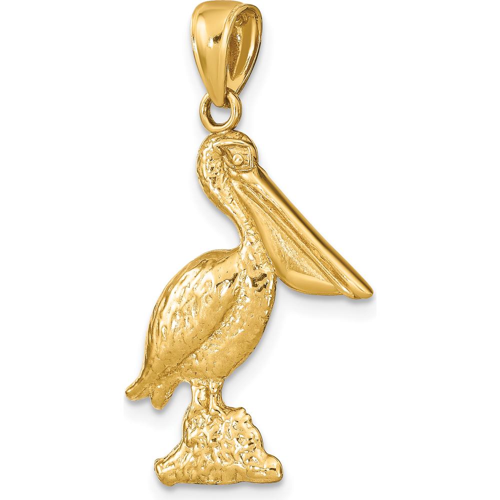 14K Yellow Gold 3D Pelican Standing Charm - Nature-Inspired Fine Jewelry by Oro Pregiato