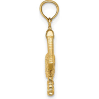 14K Yellow Gold 3D Pelican Standing Charm Pendant - 21mm Length by Oro Pregiato