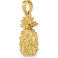 14K Yellow Gold 3D Pineapple Charm Pendant - Textured Tropical Design by Oro Pregiato