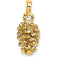 14K Yellow Gold 3D Pinecone Charm Pendant - Nature-Inspired Textured Design by Oro Pregiato