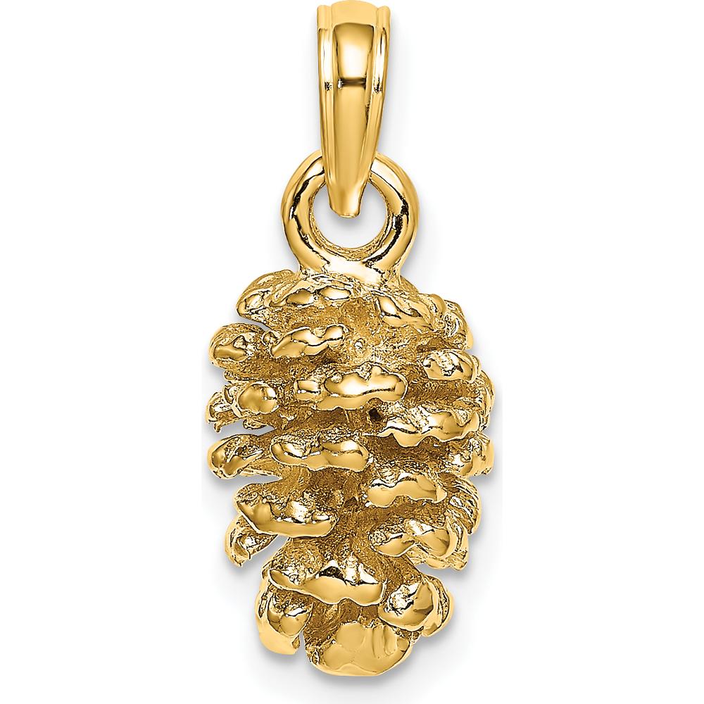 14K Yellow Gold 3D Pinecone Charm Pendant - Nature-Inspired Textured Design by Oro Pregiato